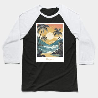 Vintage Hawaii Travel Poster Baseball T-Shirt